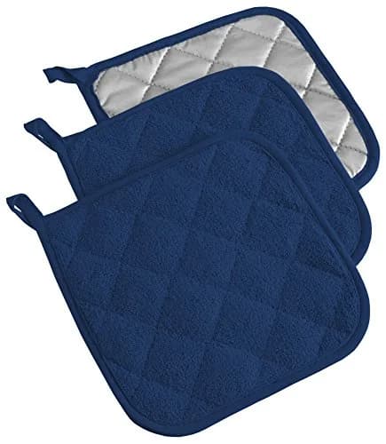 DII Basic Terry Collection Quilted Cotton Potholder 7x7 inch (18x18 cm) - Set of 3 | Heat Resistant Up to 400°F thumbnail 1