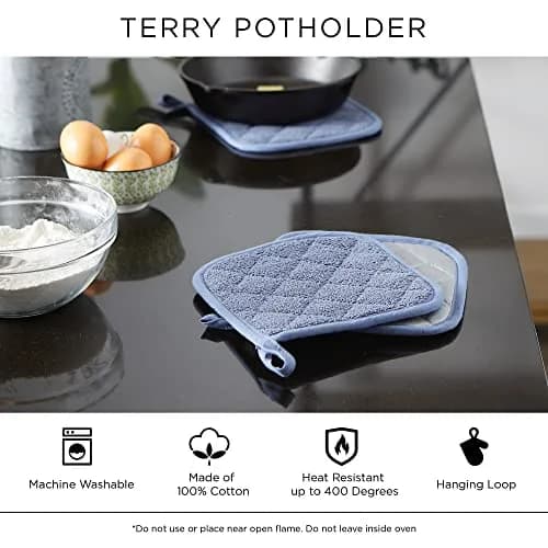 DII Basic Terry Collection Quilted Cotton Potholder 7x7 inch (18x18 cm) - Set of 3 | Heat Resistant Up to 400°F thumbnail 7