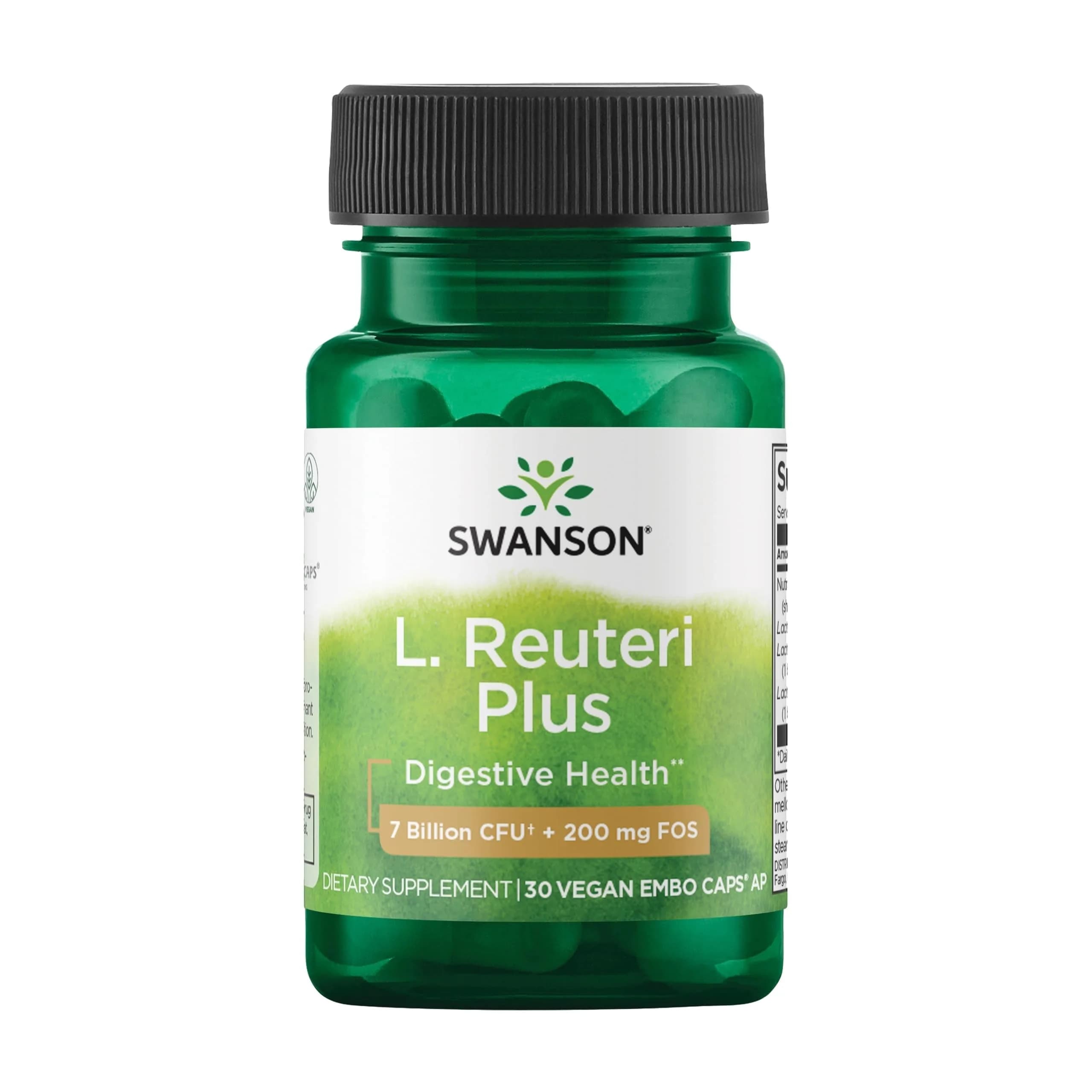 Swanson L. Reuteri Probiotic with Prebiotic 30 Vegan Capsules | Gut Health Support for Adults — Off White