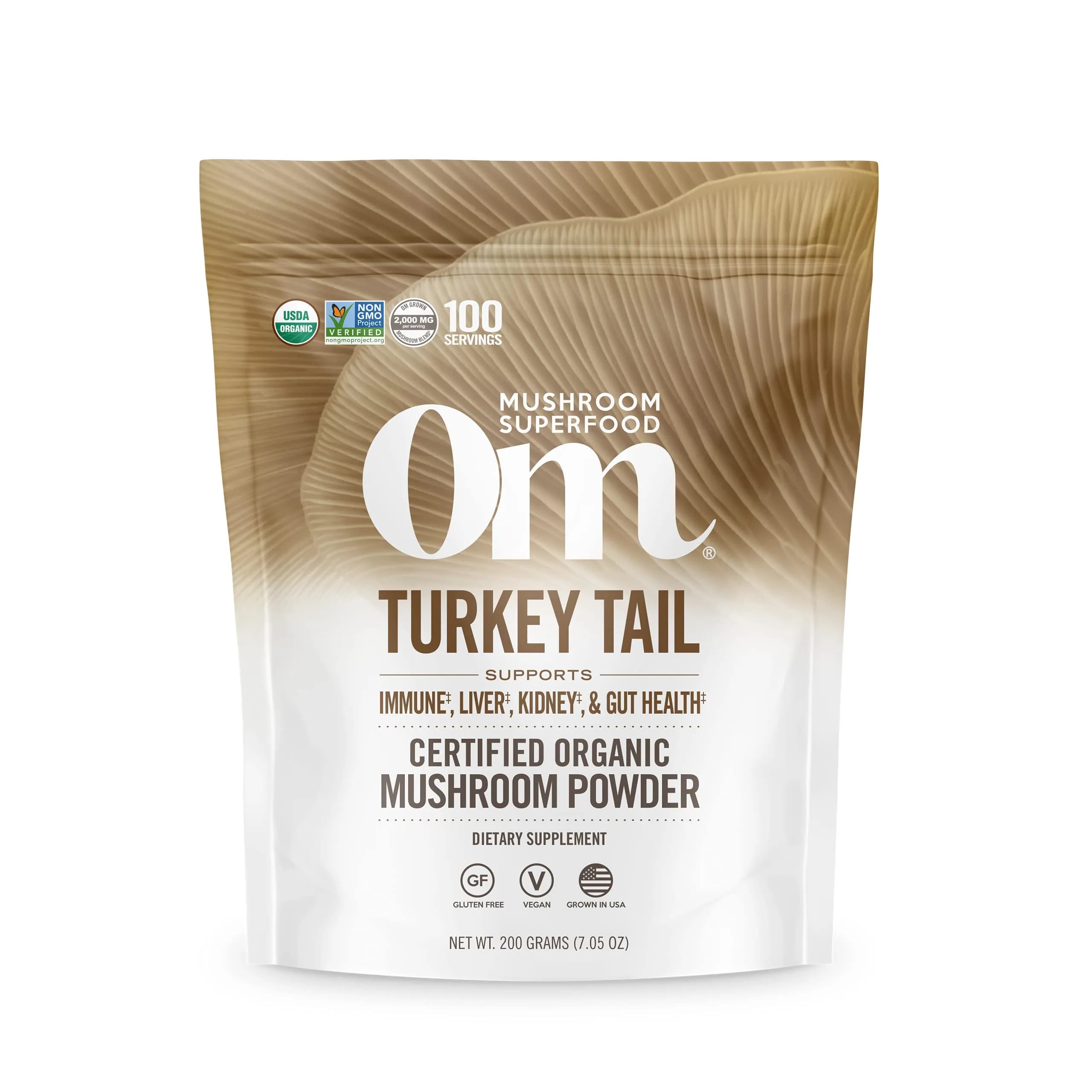 OM MUSHROOM SUPERFOOD Organic Turkey Tail Mushroom Powder 200g (7.05 oz) | Immune Support with Beta-Glucans - main product image