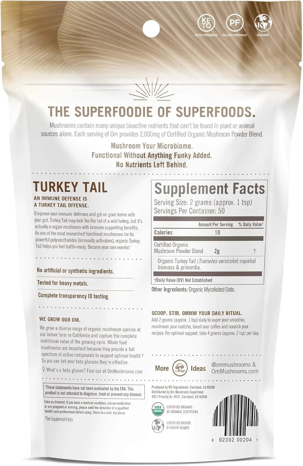 OM Mushroom Superfood Turkey Tail Organic Mushroom Powder 3.5 oz (99g) | Immune Support with Beta Glucans - view 9