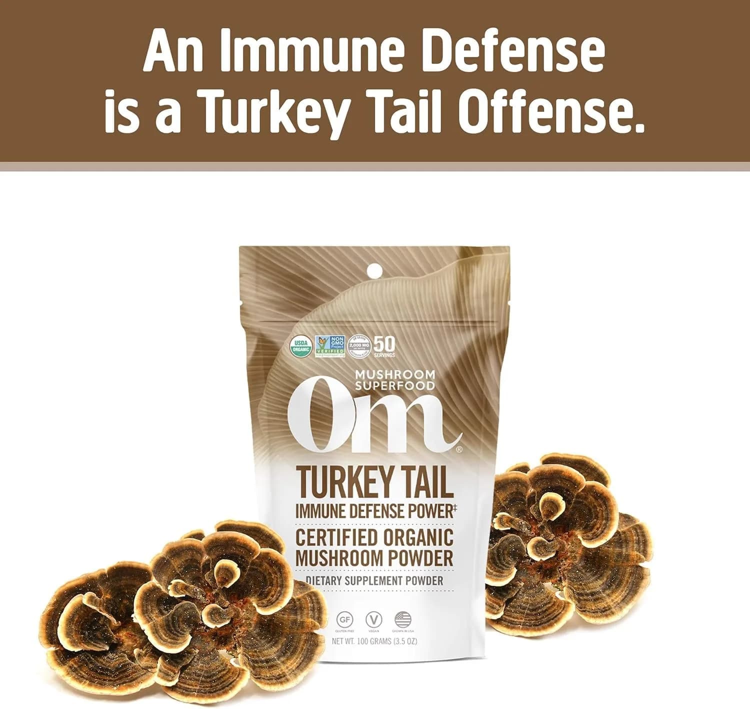 OM Mushroom Superfood Turkey Tail Organic Mushroom Powder 3.5 oz (99g) | Immune Support with Beta Glucans - view 3