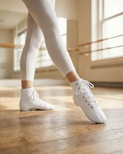 MSMAX Womens Jazz Dance Boots Lace Up High Top Character Shoes for Women - Split Sole Ankle Boots for Jazz, Theater, Stage Performance & Costume White 8 M US Women thumbnail 3