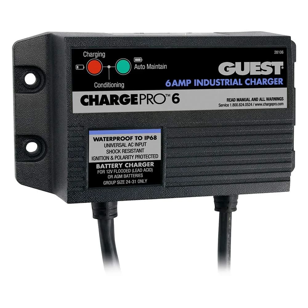Marinco ChargePro 6A Waterproof Onboard Battery Charger | Microprocessor Controlled, 12V/6A, Universal Input