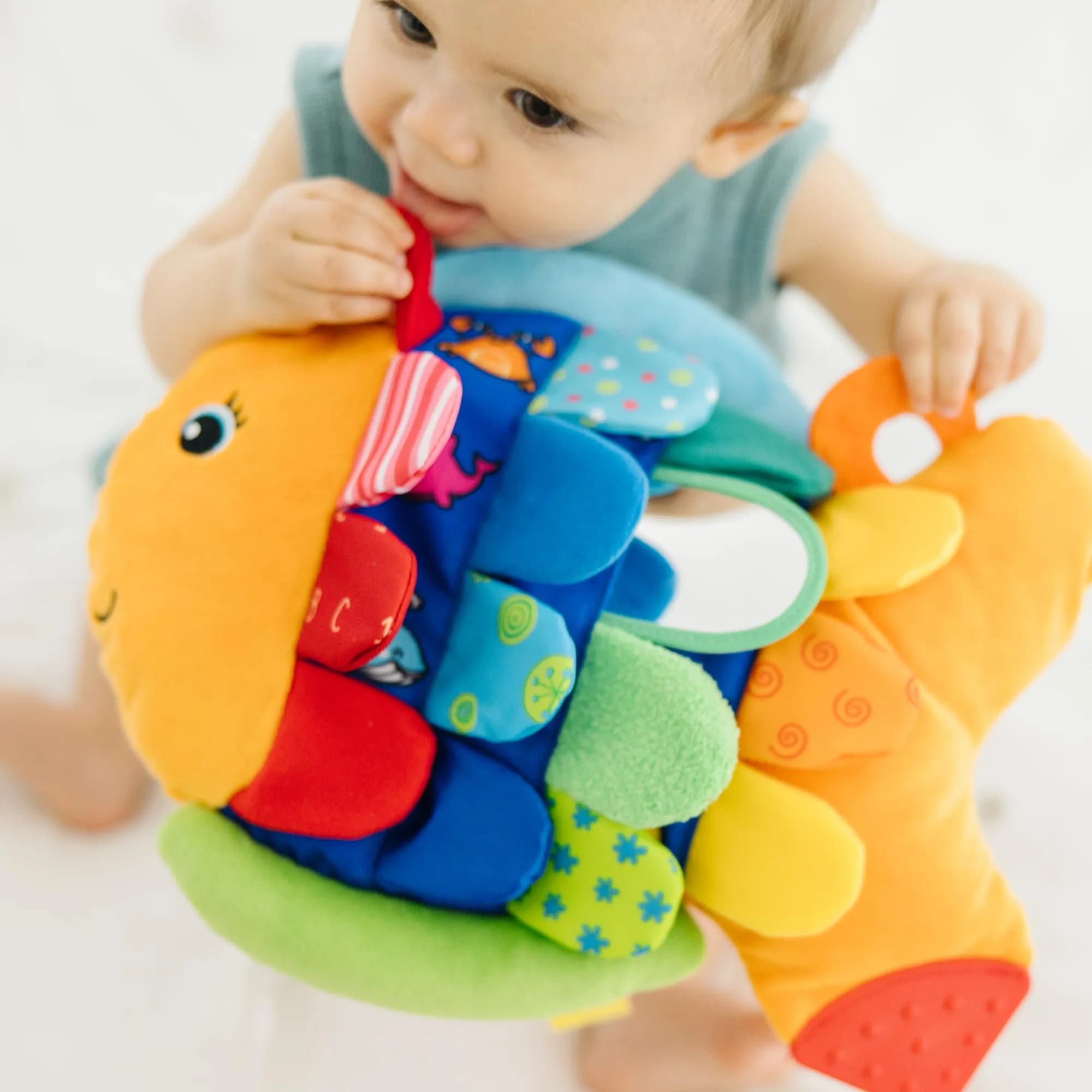 Melissa & Doug Flip Fish Baby Toy Soft Infant Sensory Toy with Mirror & Textures (Multi-Color) - view 2