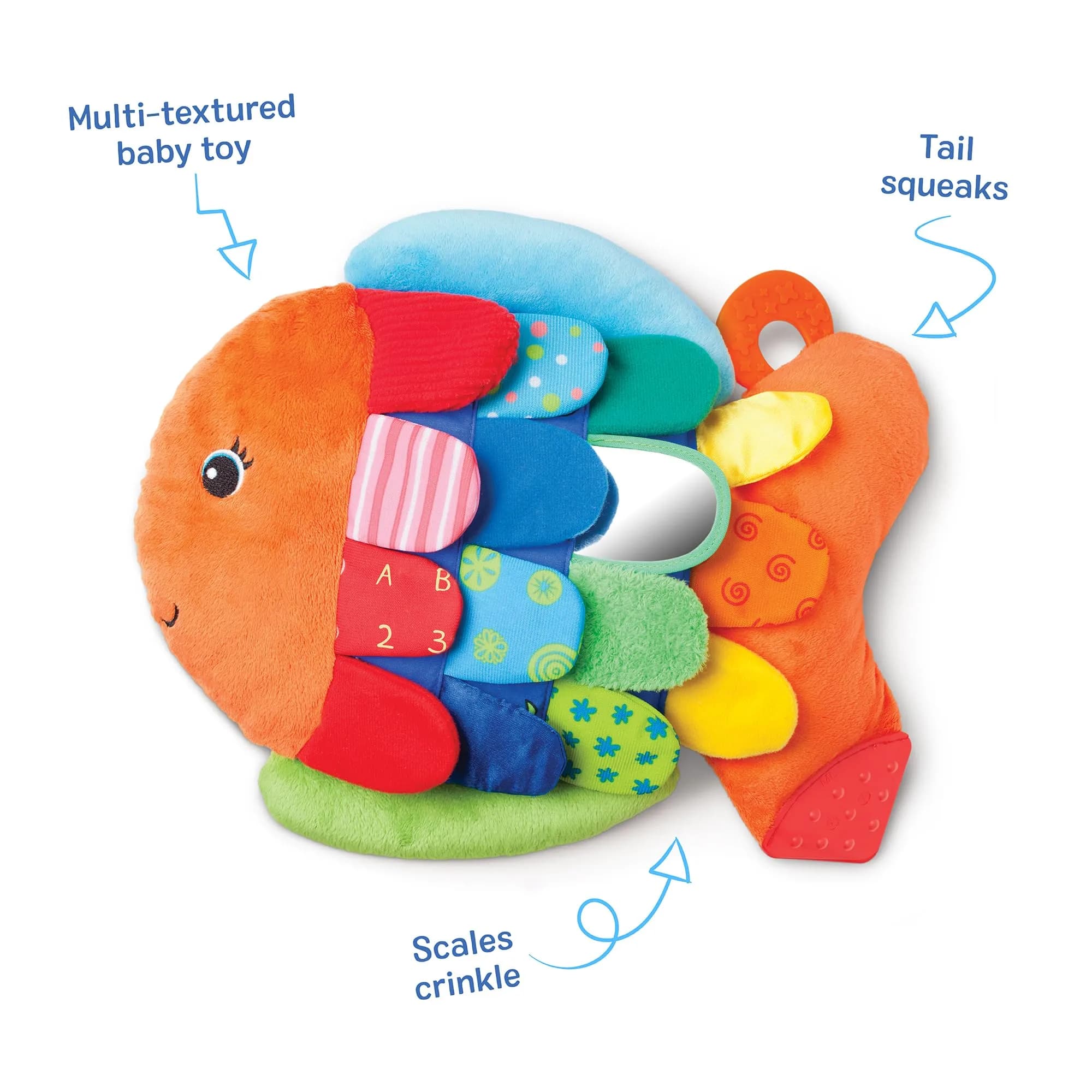 Melissa & Doug Flip Fish Baby Toy Soft Infant Sensory Toy with Mirror & Textures (Multi-Color) - view 5