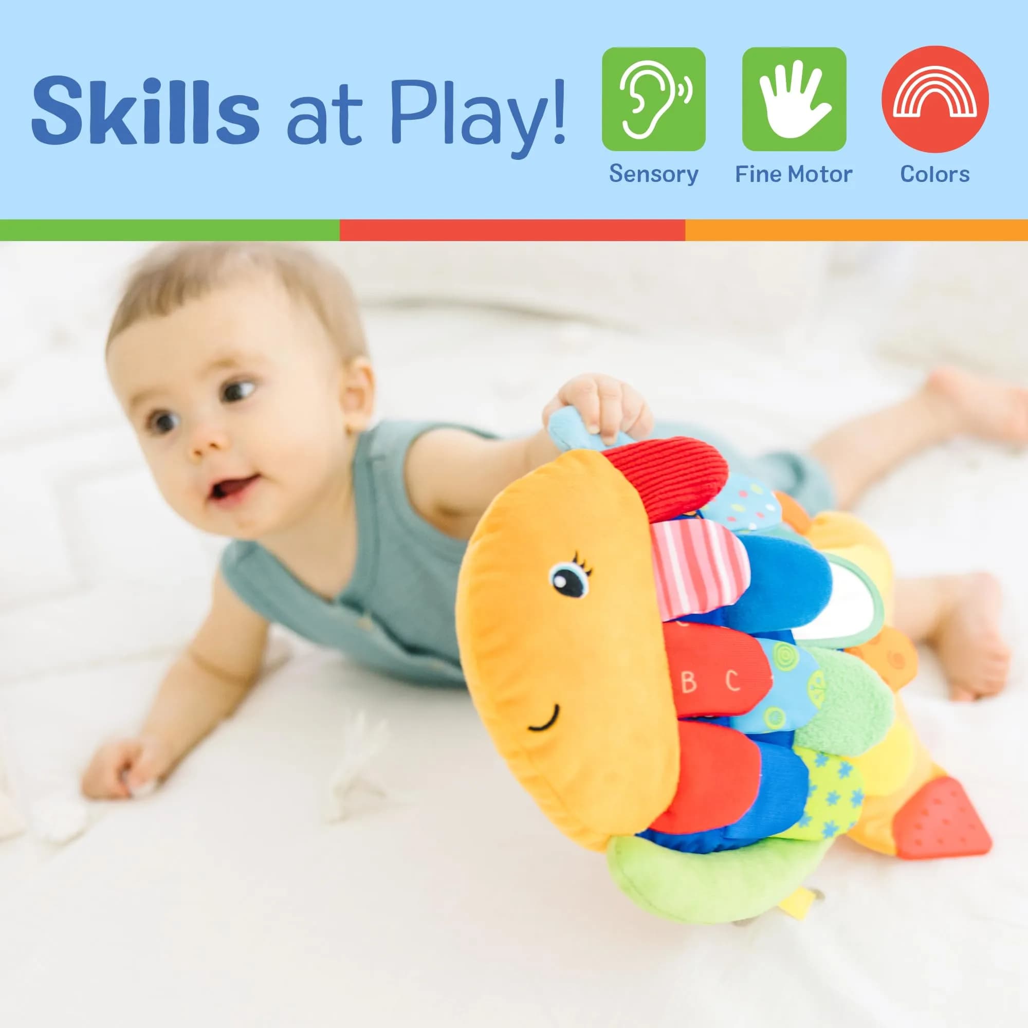 Melissa & Doug Flip Fish Baby Toy Soft Infant Sensory Toy with Mirror & Textures (Multi-Color) - view 6