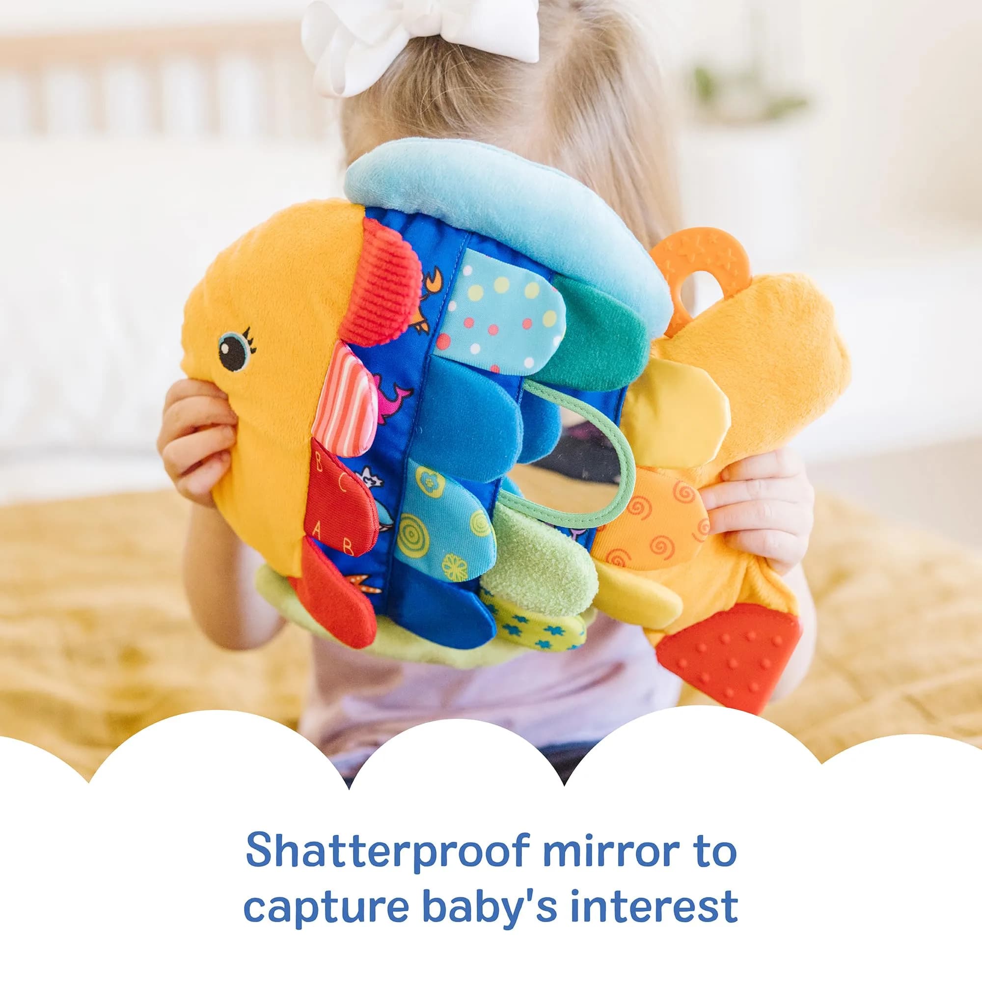 Melissa & Doug Flip Fish Baby Toy Soft Infant Sensory Toy with Mirror & Textures (Multi-Color) - view 7