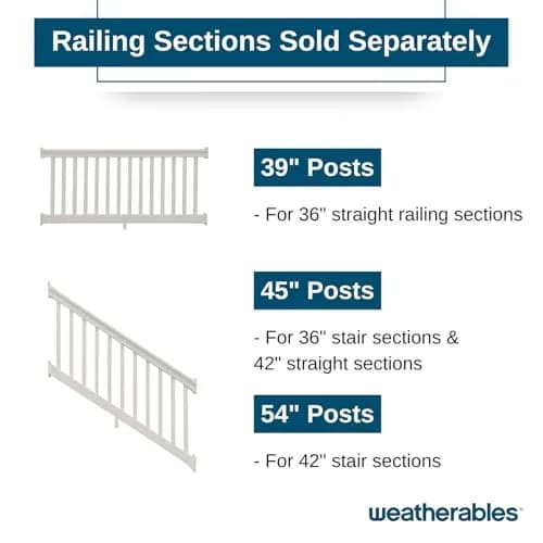 Weatherables Vinyl Railing Posts, Vinyl Post Kit 4 in. x 4 in. x 39 in. (Tan) | Easy Install, Durable Vinyl thumbnail 6