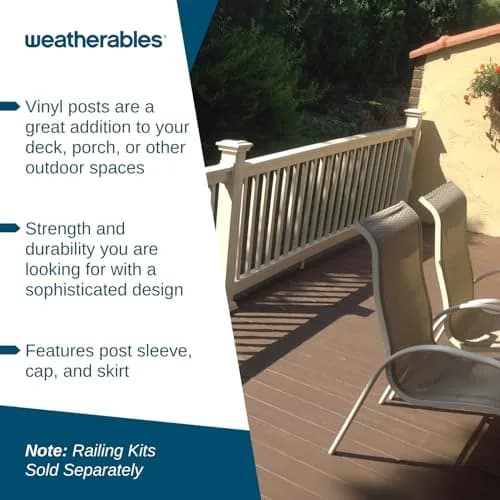 Weatherables Vinyl Railing Posts, Vinyl Post Kit 4 in. x 4 in. x 39 in. (Tan) | Easy Install, Durable Vinyl thumbnail 3