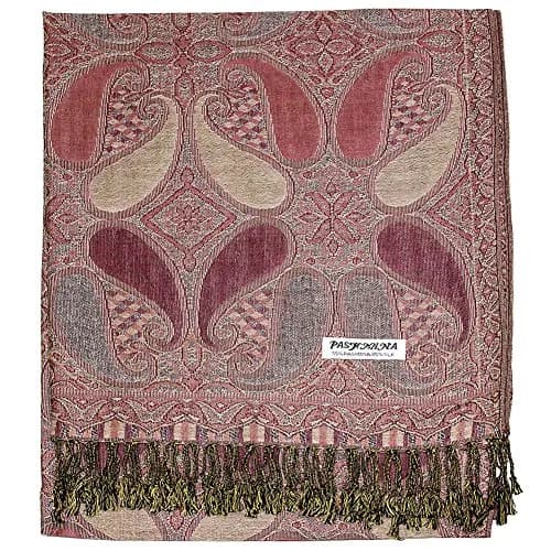 Falari Women's Woven Pashmina Shawl Wrap Scarf 80" x 27" Rosewood Pink | Elegant 55% Pashmina & Silk thumbnail 2