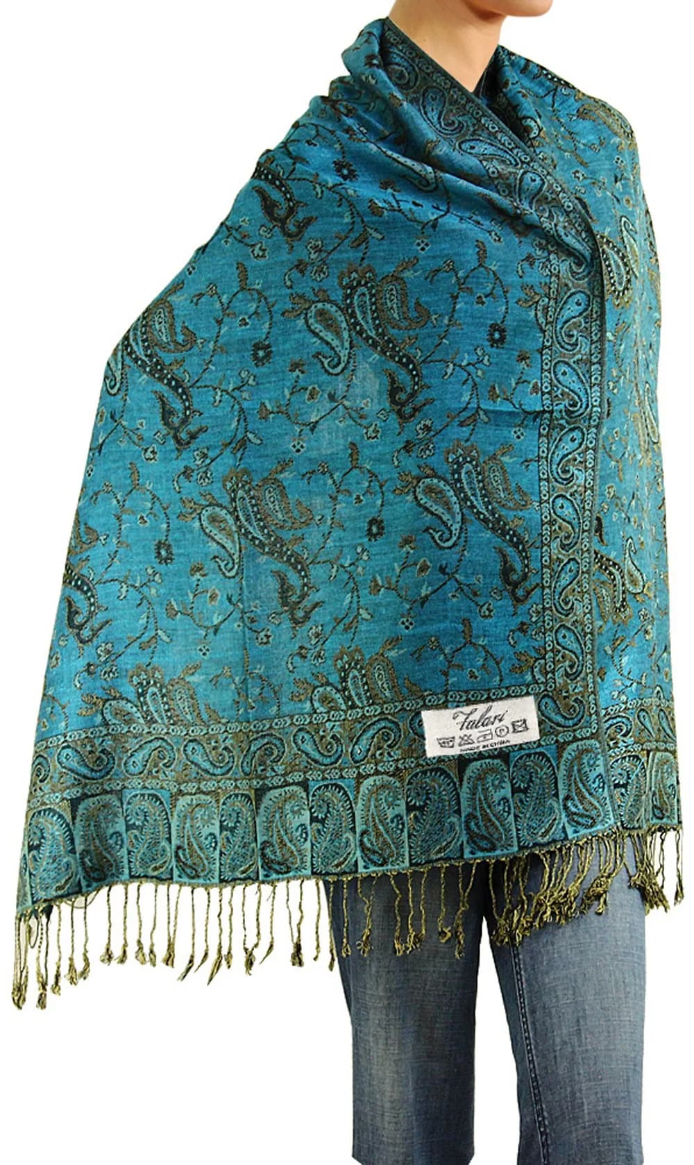 Falari Reversible Paisley Pashmina Shawl Wrap 80" x 27" | Elegant, Versatile & Light for All Seasons