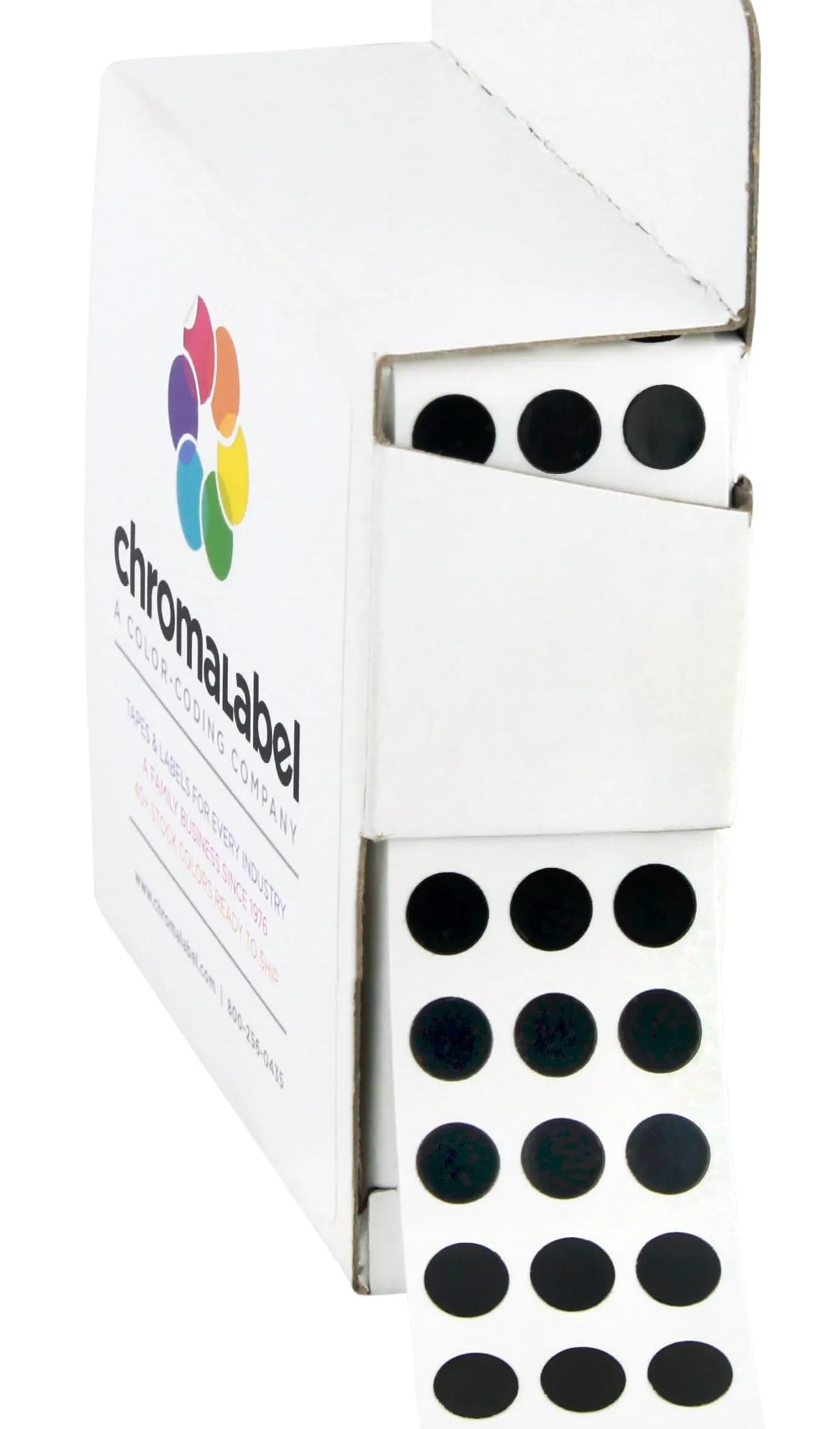 ChromaLabel Black Dot Stickers 1/4 Inch | Versatile Labeling Solution Made in USA — Black