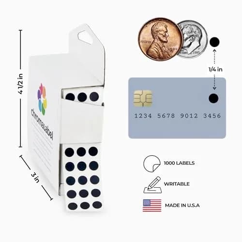 ChromaLabel Black Dot Stickers 1/4 Inch | Versatile Labeling Solution Made in USA thumbnail 3