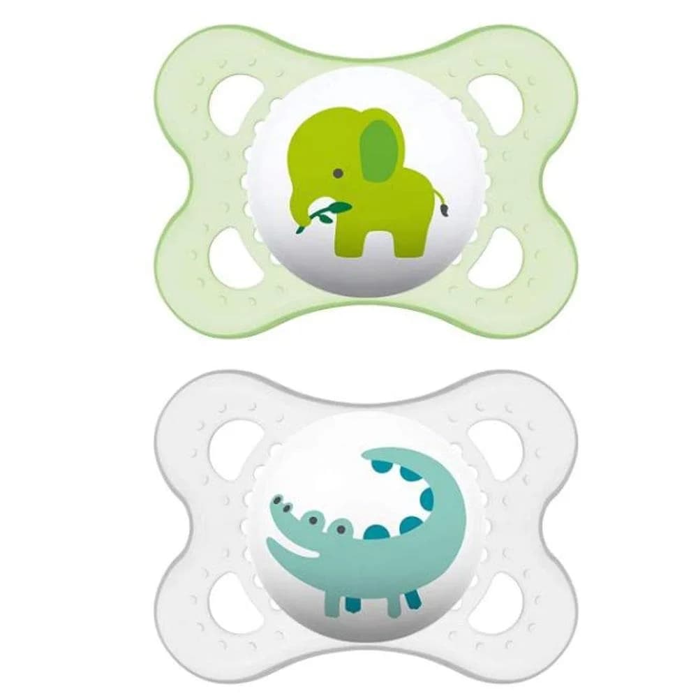 MAM Animal Collection Pacifiers 0-6 Months, 2-Count | Orthodontic Silicone Teether with Sterilizing Case - main product image