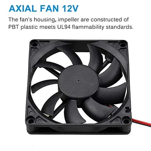 GDSTIME 80mm x 80mm x 15mm 12V Brushless DC Cooling Computer Case Fan 2Pin | 2700 RPM, 32.8 CFM, 27.8 dBA, 1.76 oz thumbnail 5