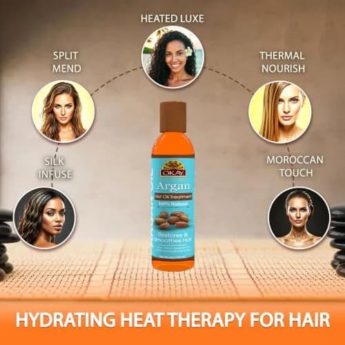 OKAY 100% Natural Argan Hot Oil Hair Treatment - 6 oz | Nourishes & Restores Damaged Hair thumbnail 4