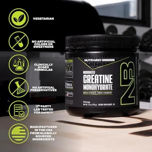 NutraBio Pure Micronized Creatine Monohydrate Powder Supplement, Unflavored (150 g) | Supports Muscle Energy & Recovery thumbnail 7