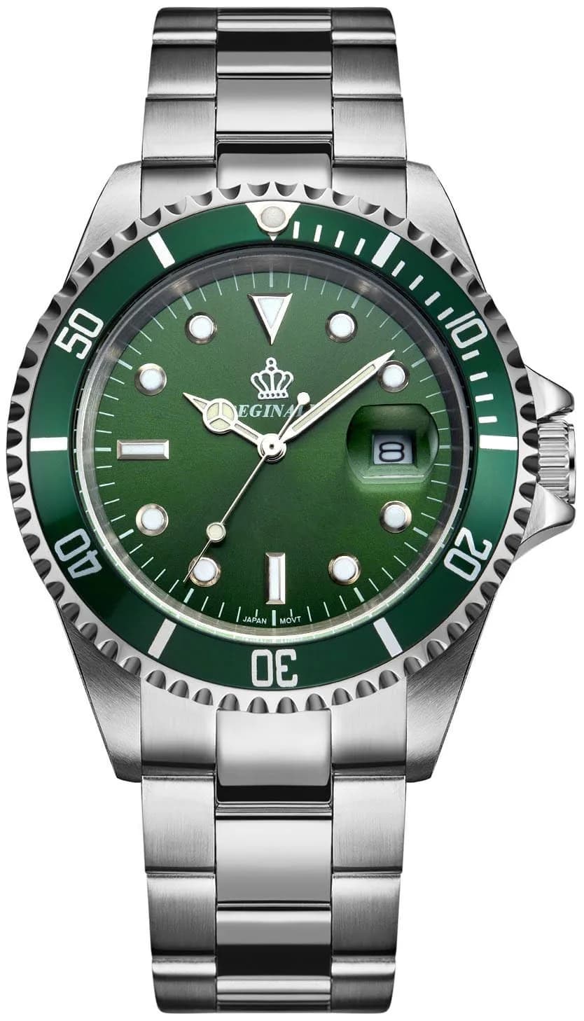 FANMIS Men's Quartz Watch 40mm Green Rotatable Bezel | Luminous Hands, Stainless Steel — Green