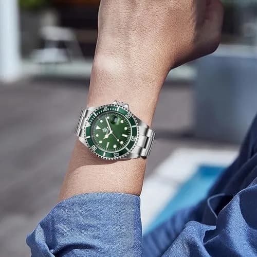 FANMIS Men's Quartz Watch 40mm Green Rotatable Bezel | Luminous Hands, Stainless Steel thumbnail 3