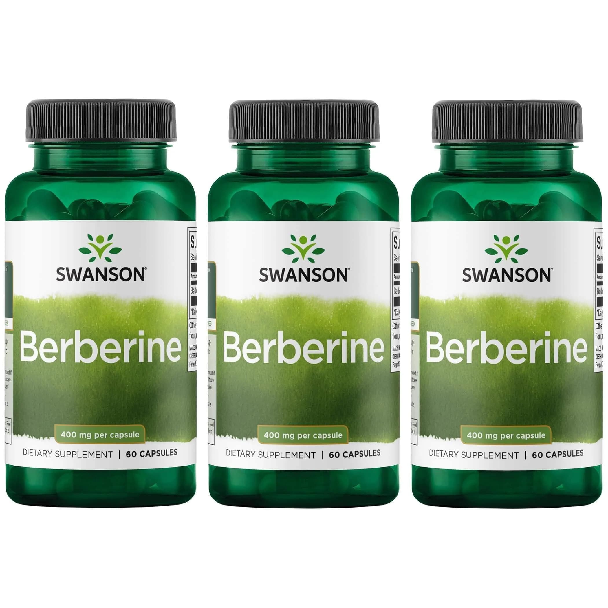 Swanson Berberine HCl Metabolic Health 400 mg Vegan Capsules | 180 Count (Pack of 3) — VEGAN CAPSULES