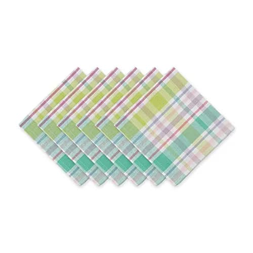 DII Cotton Plaid Napkin Set 20x20 in Spring Time | Machine Washable, 6 Count thumbnail 1