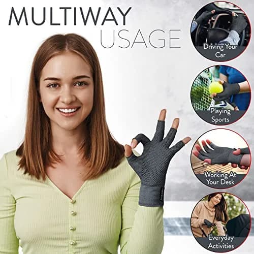 Medipaq Compression Gloves Large - Fingerless for Women & Men | Pain Relief & Support thumbnail 7