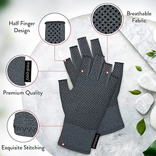Medipaq Compression Gloves Large - Fingerless for Women & Men | Pain Relief & Support thumbnail 2
