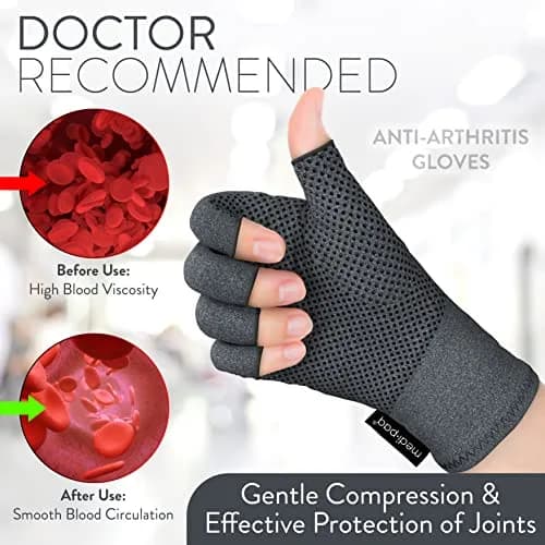 Medipaq Compression Gloves Large - Fingerless for Women & Men | Pain Relief & Support thumbnail 3