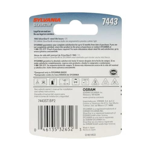 SYLVANIA SilverStar Mini Bulb 7443 | Whiter Light, Long-Lasting, 12V 24.98W thumbnail 2