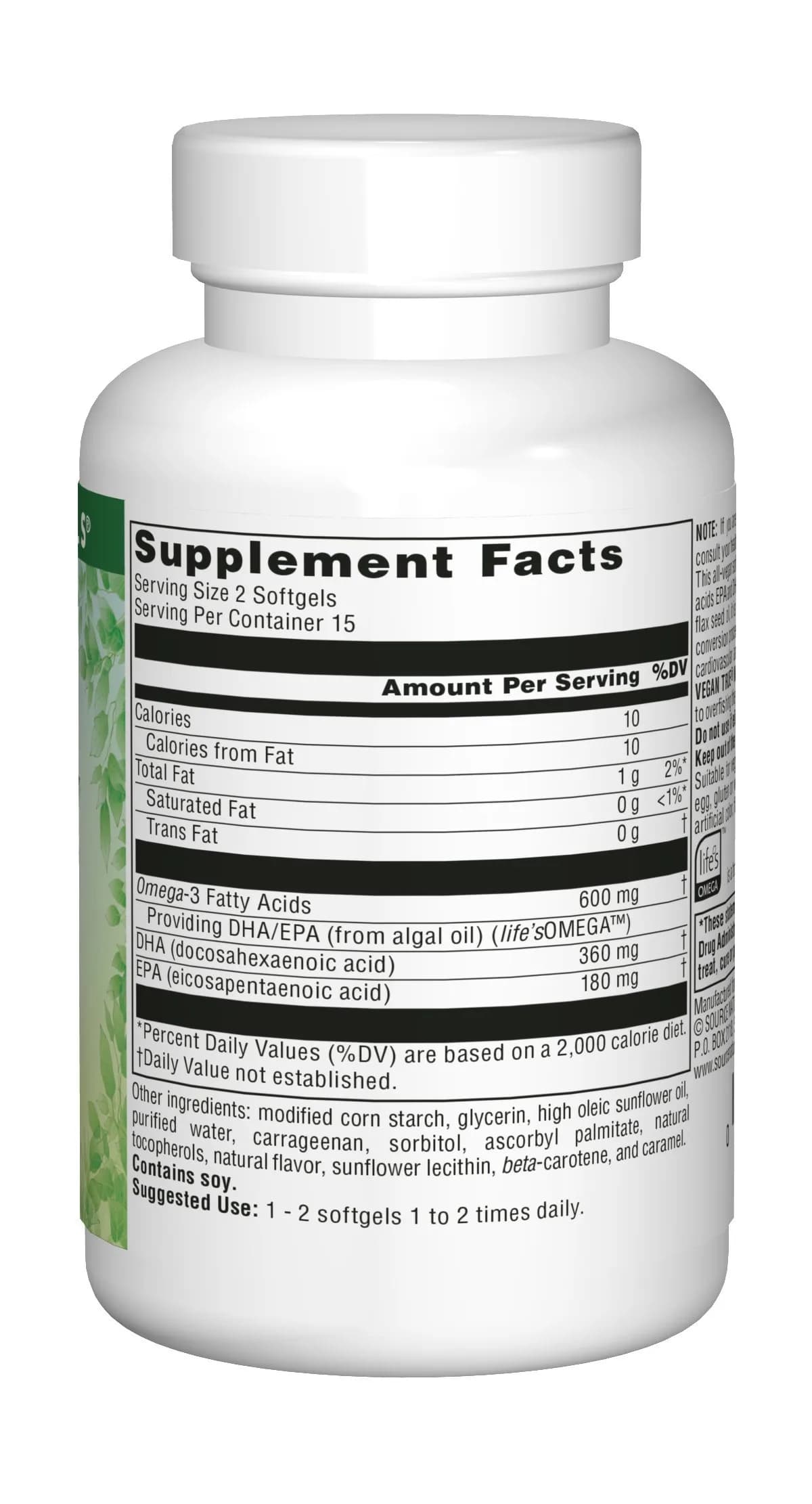 Source Naturals Vegan True Non-Fish Omega-3s 300mg 30 Softgels | EPA & DHA for Brain Health Support - view 4