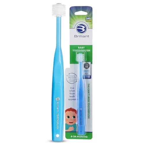 Brilliant Baby Toothbrush with Soft Bristles & Round Head | Toddler Approved, Ages 0-2, Blue thumbnail 1