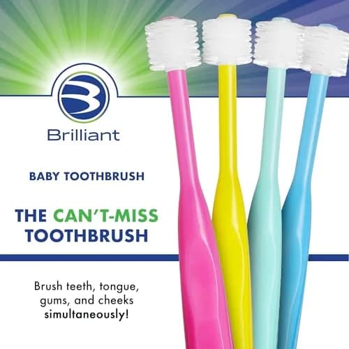 Brilliant Baby Toothbrush with Soft Bristles & Round Head | Toddler Approved, Ages 0-2, Blue thumbnail 2