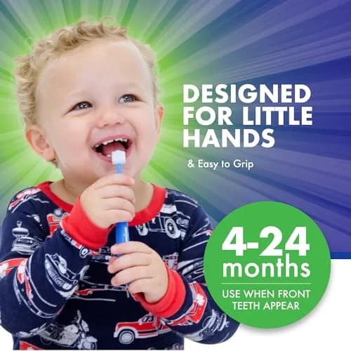 Brilliant Baby Toothbrush with Soft Bristles & Round Head | Toddler Approved, Ages 0-2, Blue thumbnail 3