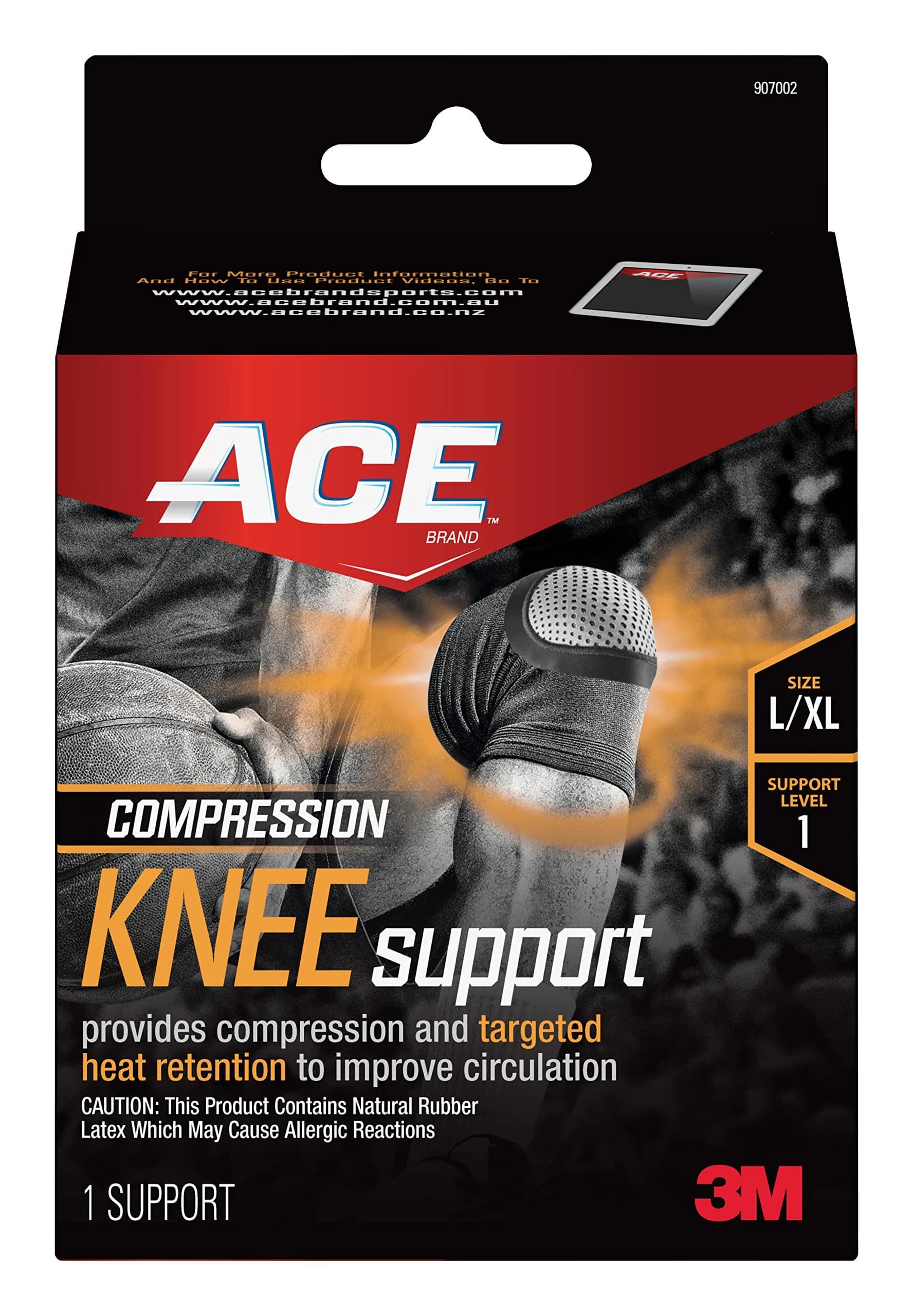 ACE Compression Knee Support Brace with Targeted Heat Retention, Large/X-Large (0.08 kg / 0.16 lb) - main product image