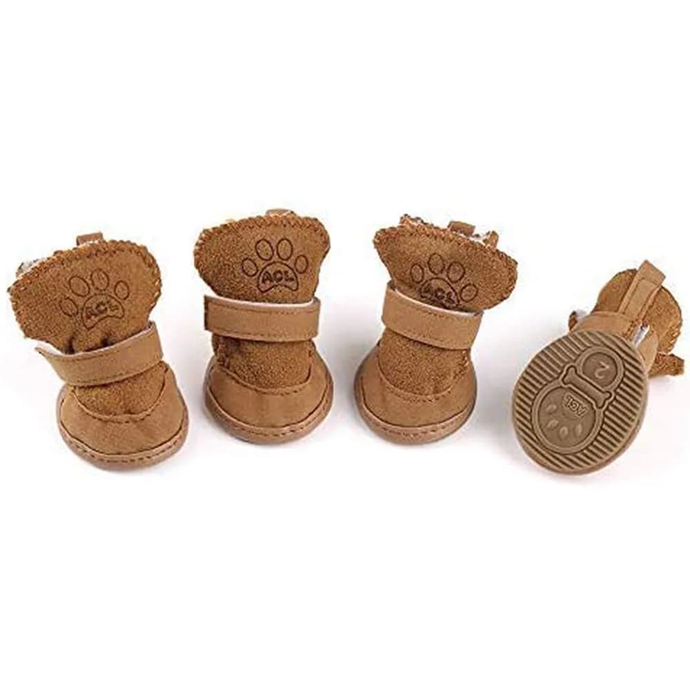 URBEST Dog Shoes with Hook & Loop Closure | Small, Durable & Non-Slip for Paw Protection — Brown