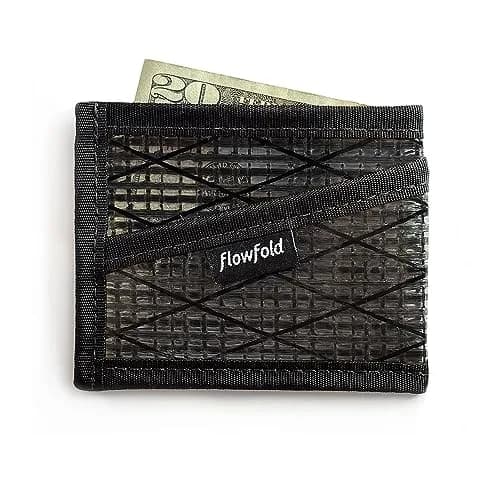 Flowfold Recycled Sailcloth Wallets - 3 Pocket Card Holder Slim Wallet Made in USA (Black Sailcloth) | Minimalist, Durable & Water-Resistant thumbnail 1