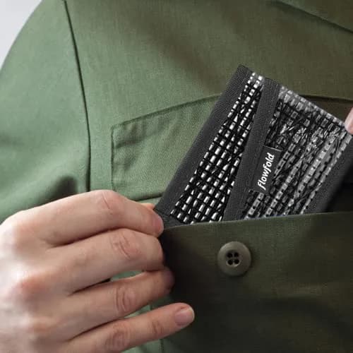 Flowfold Recycled Sailcloth Wallets - 3 Pocket Card Holder Slim Wallet Made in USA (Black Sailcloth) | Minimalist, Durable & Water-Resistant thumbnail 3
