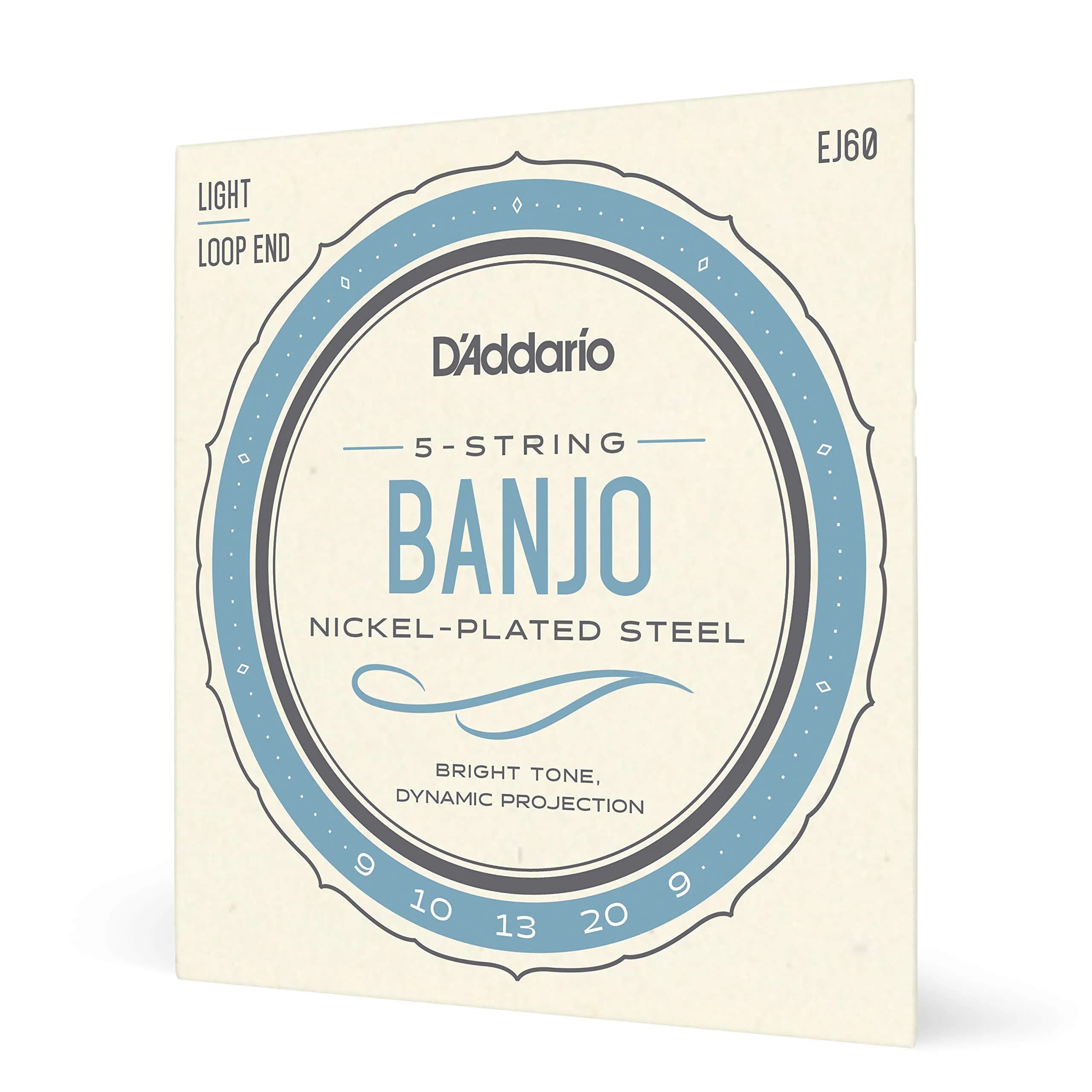 D'Addario EJ60 Banjo Strings Nickel-Plated Steel Light Gauge 9-20 | Authentic Tone & Reliable Performance - main product image