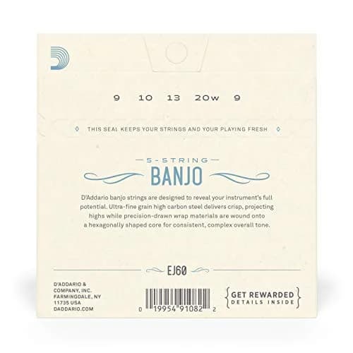 D'Addario EJ60 Banjo Strings Nickel-Plated Steel Light Gauge 9-20 | Authentic Tone & Reliable Performance thumbnail 3