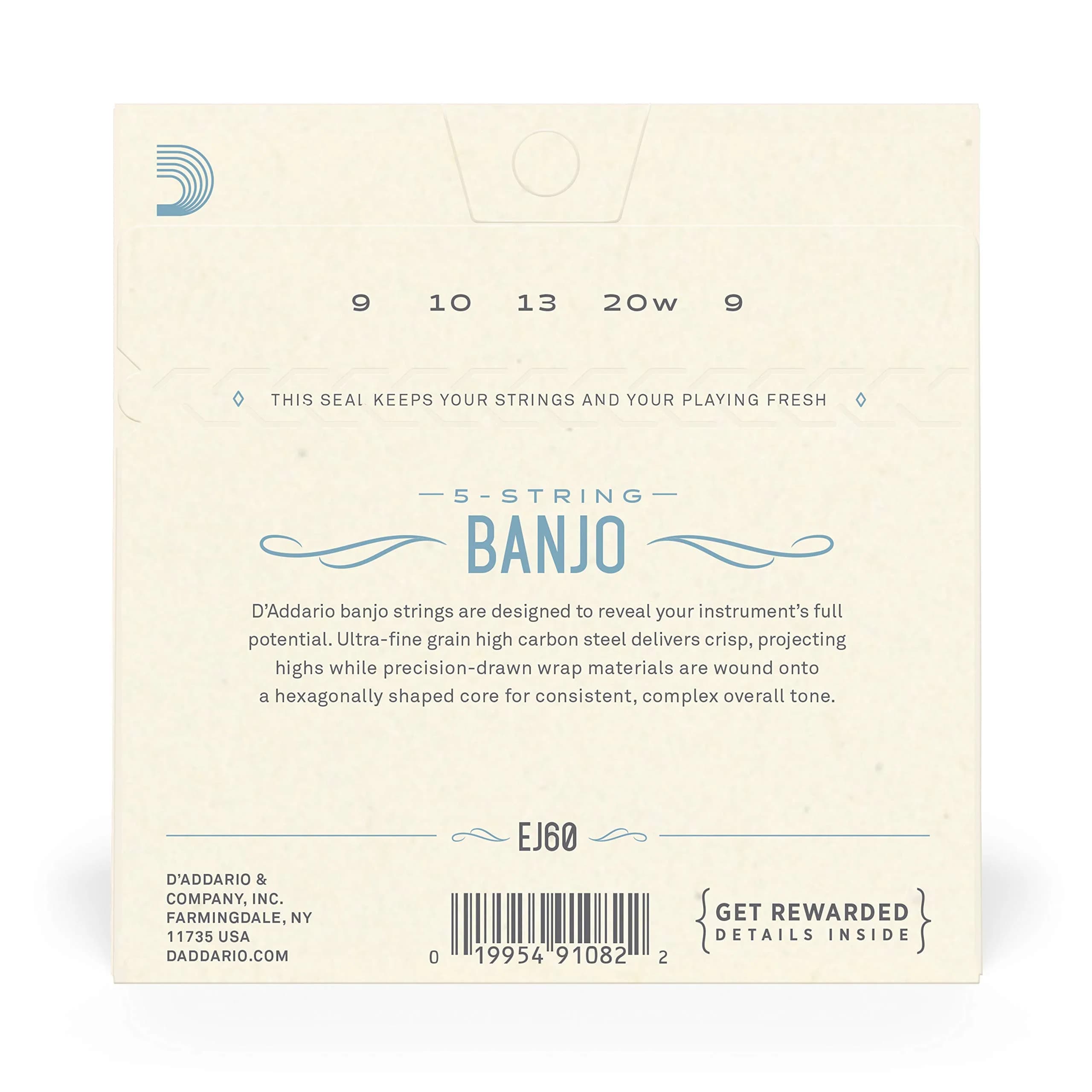D'Addario EJ60 Banjo Strings Nickel-Plated Steel Light Gauge 9-20 | Authentic Tone & Reliable Performance - view 3