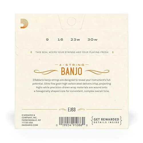 D'Addario EJ63 Tenor Banjo Strings Nickel-Plated Steel 9-30 | Warm, Bright Tone thumbnail 3