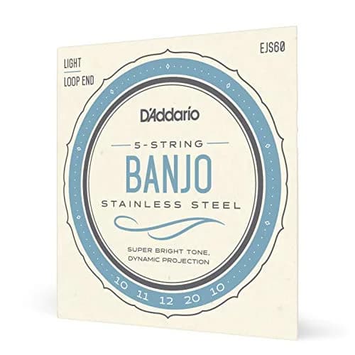 D'Addario Banjo Strings, Stainless Steel, EJS60 Light Gauge 10-20, 5-String Set | Bright Tone, Smooth Feel thumbnail 1