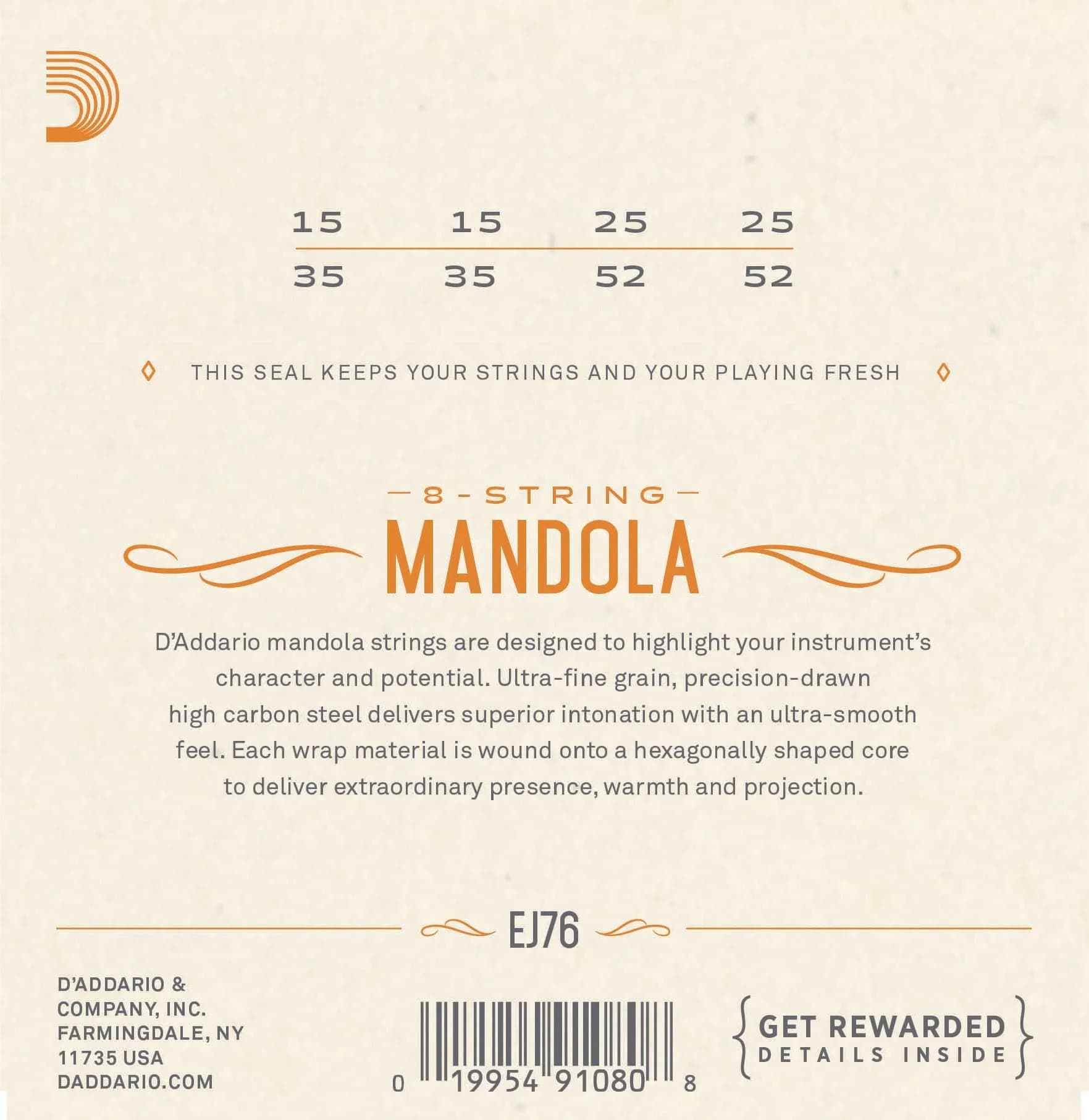 D'Addario EJ76 Phosphor Bronze Mandola Strings, Medium, 15-52 | Warm, Balanced Tone for Folk & Bluegrass - view 2