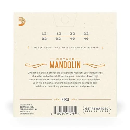 D'Addario EJ80 Phosphor Bronze Octave Mandolin Strings Medium 0.27 kg (0.6 lb) | Warm, Bright Tone thumbnail 3
