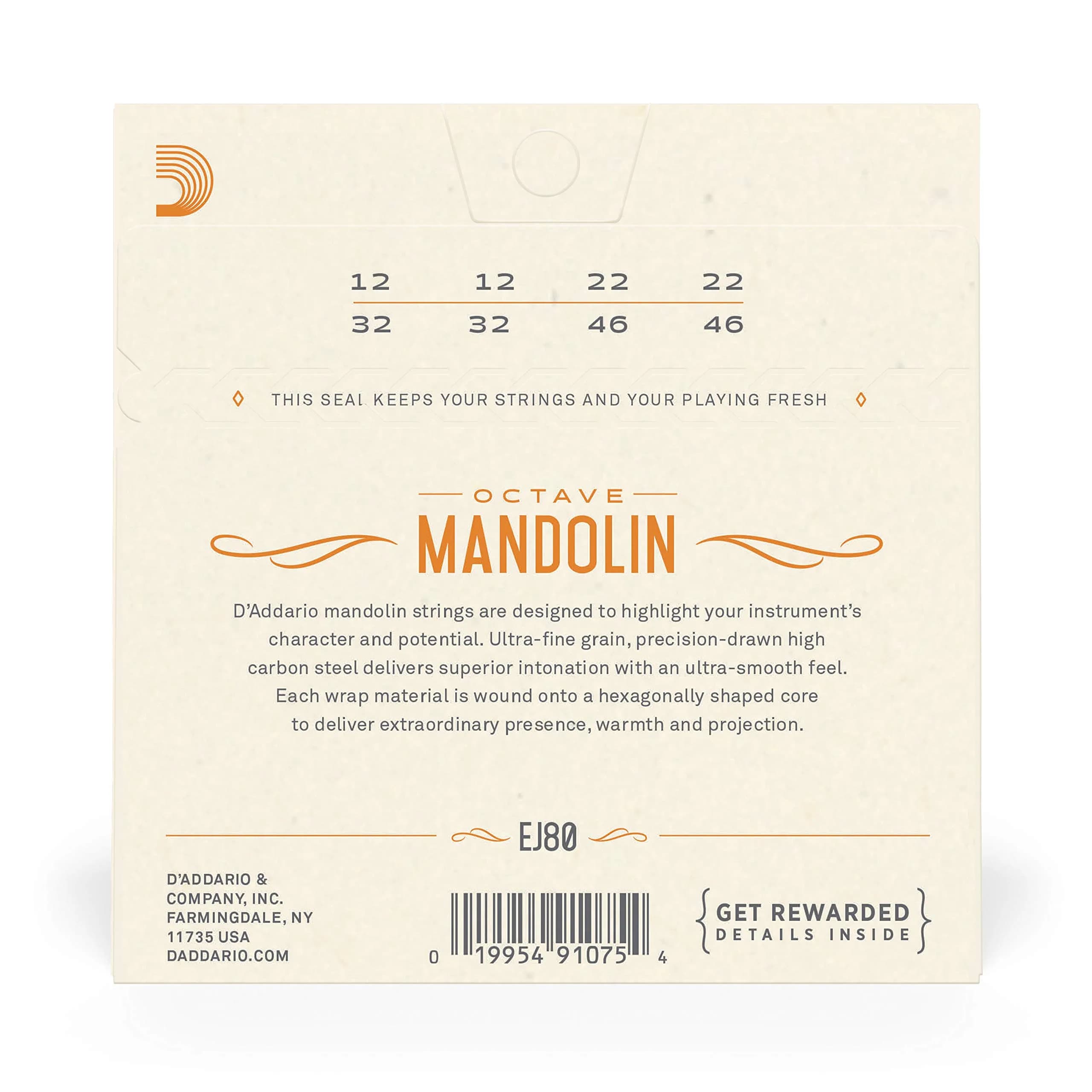 D'Addario EJ80 Phosphor Bronze Octave Mandolin Strings Medium 0.27 kg (0.6 lb) | Warm, Bright Tone - view 3