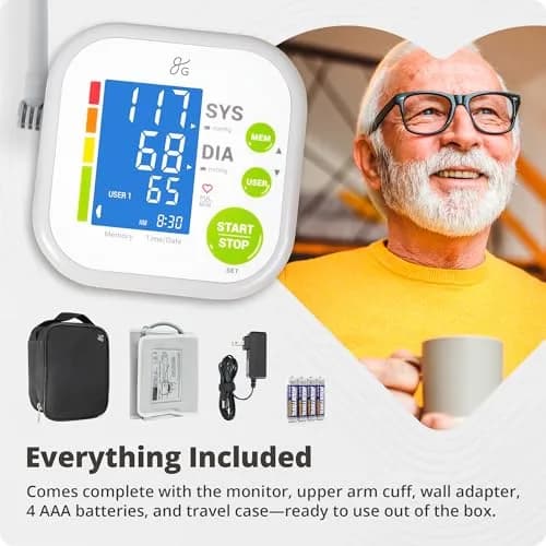 Greater Goods Automatic Arm Blood Pressure Monitor | 22-42cm Cuff, Backlit Display, 2-User Memory thumbnail 7