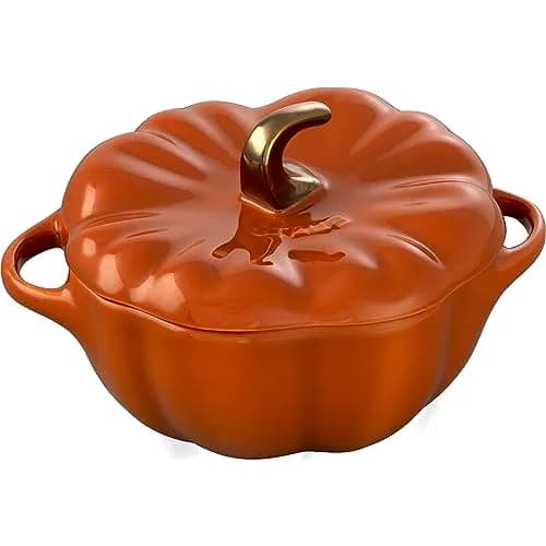 STAUB Ceramic 0.75-qt Petite Pumpkin | Oven & Stove Safe up to 572°F, Burnt Orange thumbnail 1