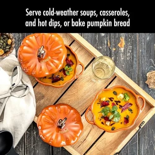STAUB Ceramic 0.75-qt Petite Pumpkin | Oven & Stove Safe up to 572°F, Burnt Orange thumbnail 3