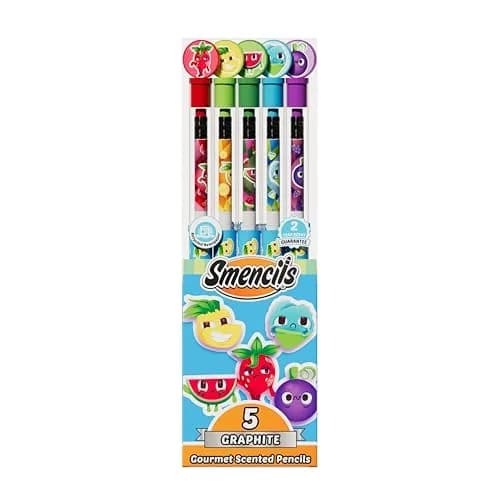 Scentco Smencils Graphite 5-Pack HB #2 Scented Pencils | Recycled Newspaper, 2-Year Scent Guarantee thumbnail 1